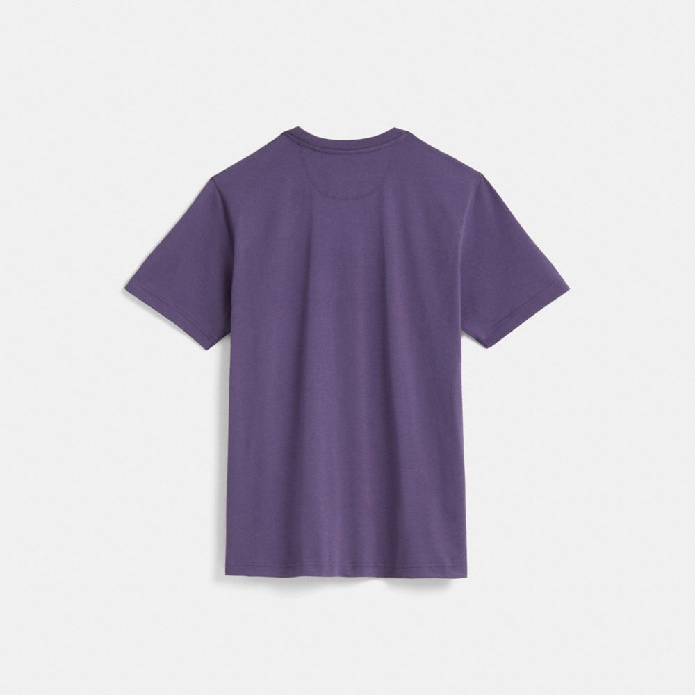 COACH®,Restored Horse And Carriage T-Shirt In Organic Cotton,Organic Cotton,T Shirt,Casual,Purple,Back View