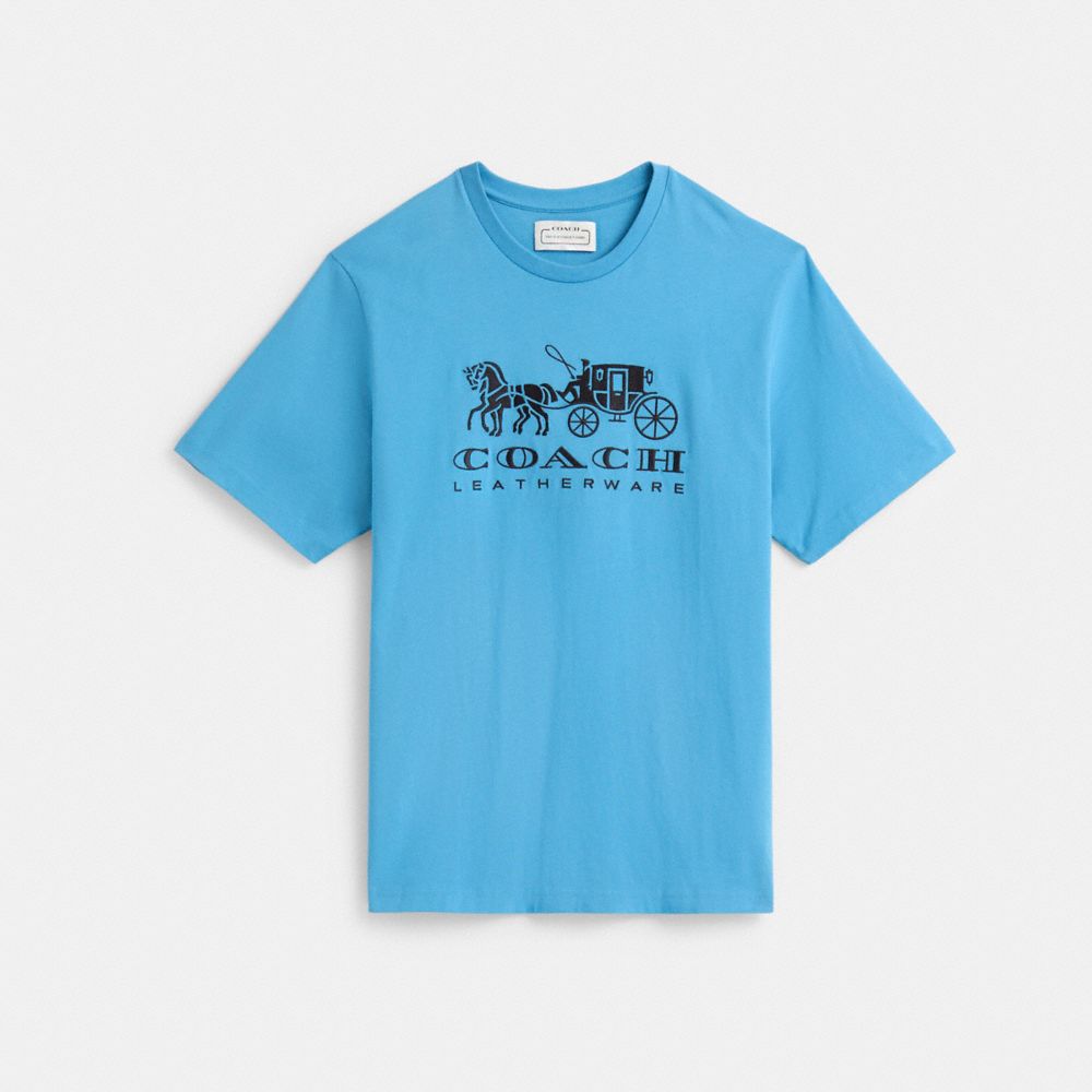 COACH®,Restored Horse And Carriage T-Shirt In Organic Cotton,Organic Cotton,T Shirt,Casual,,Front View