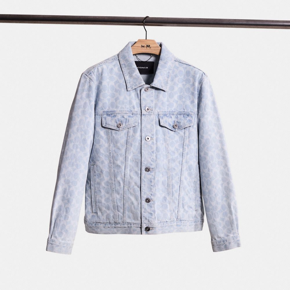 COACH®,Restored Signature Denim Jacket,Blue,Front View