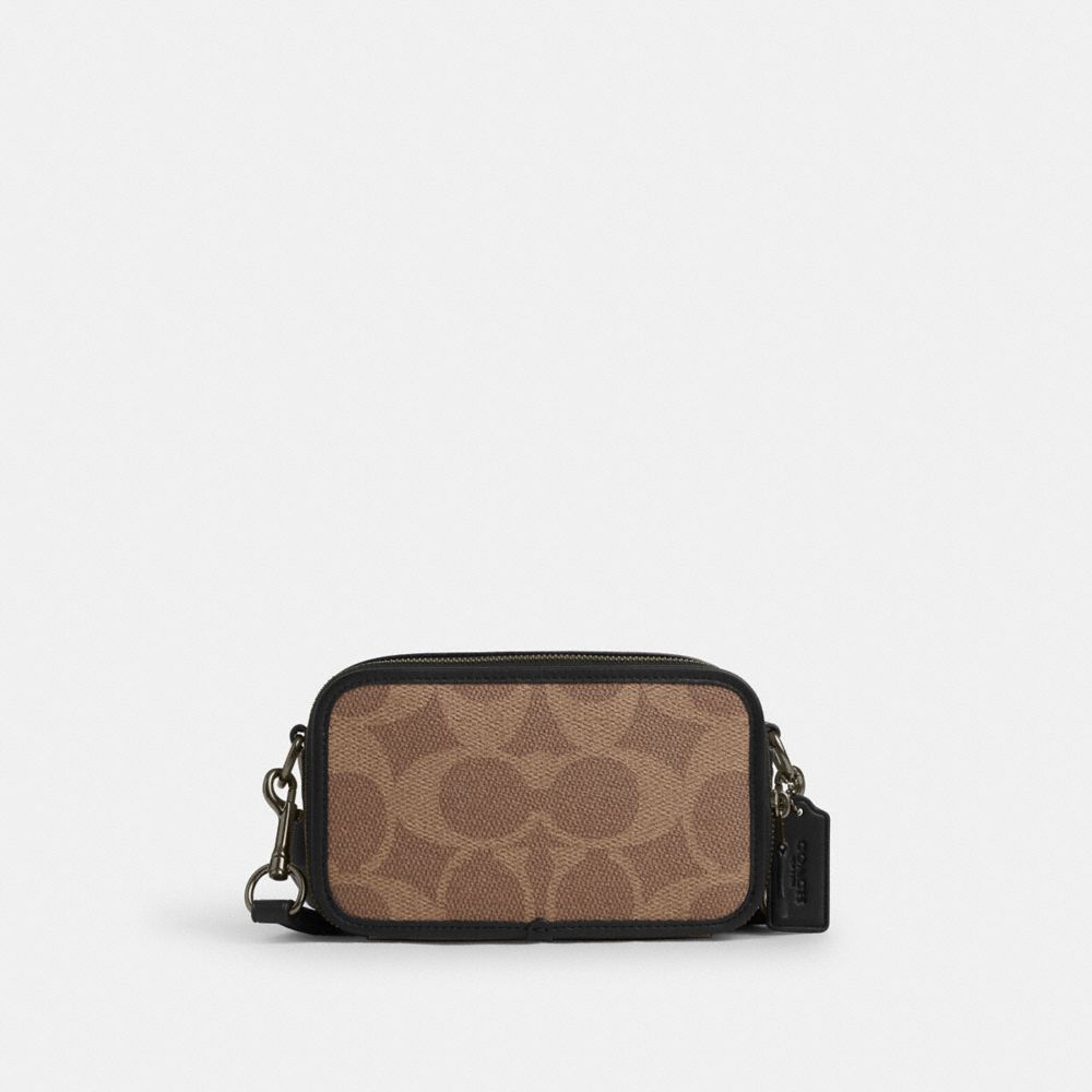 COACH®,Wyatt Crossbody Bag In Blocked Signature Canvas,Brown,Front View