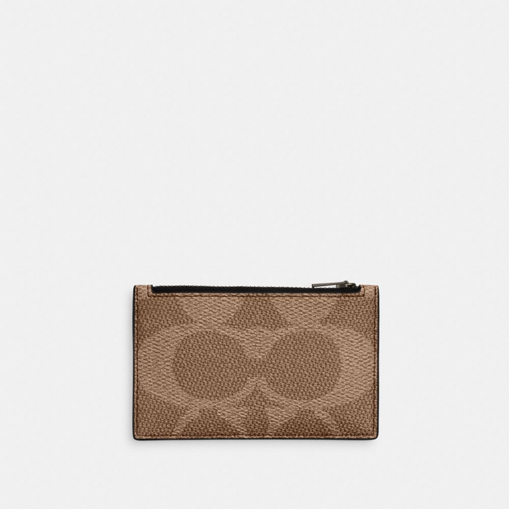 COACH®,Zip Card Case In Blocked Signature Canvas,,Front View