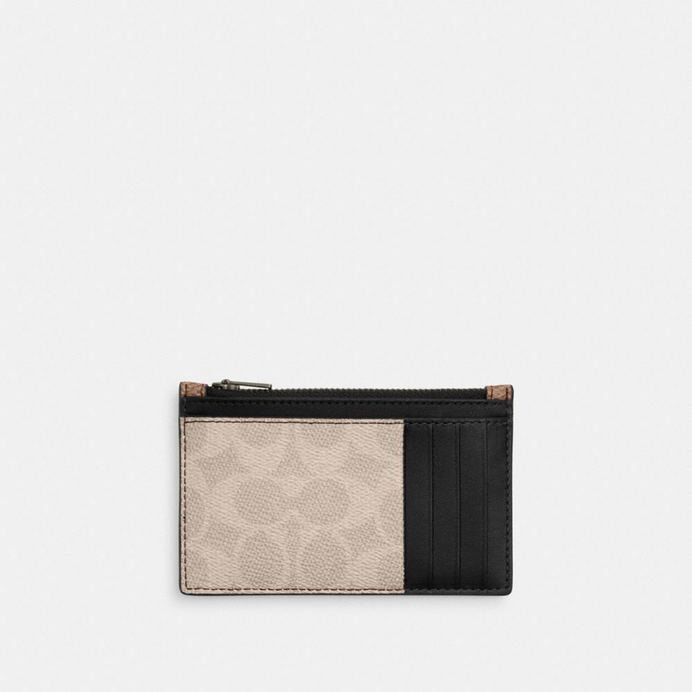 COACH®,Zip Card Case In Blocked Signature Canvas,,Back View