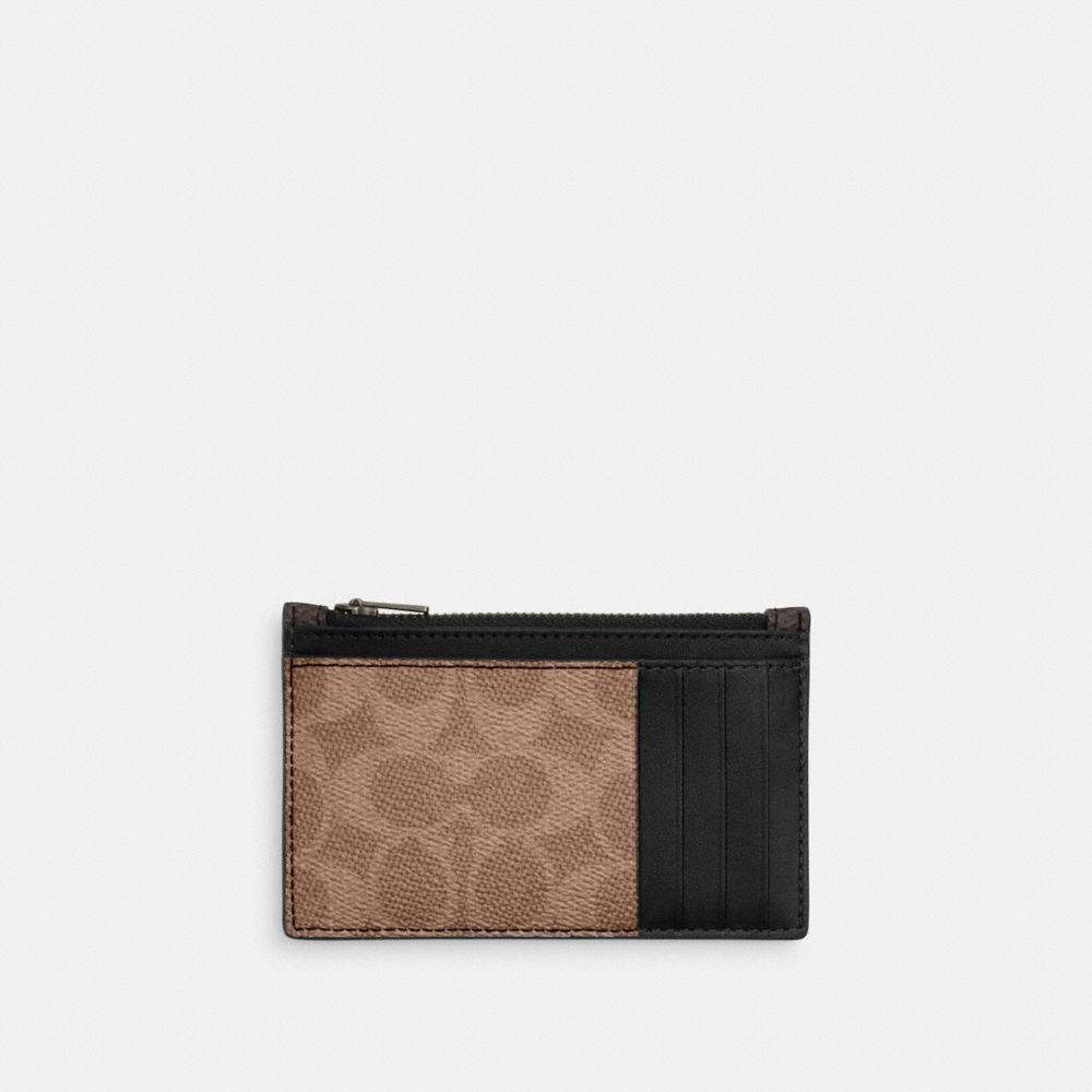 COACH®,Zip Card Case In Blocked Signature Canvas,,Back View