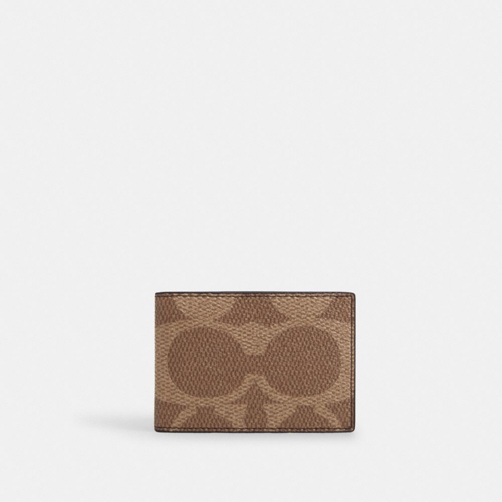 COACH®,Compact Billfold Wallet In Blocked Signature Canvas,,Front View