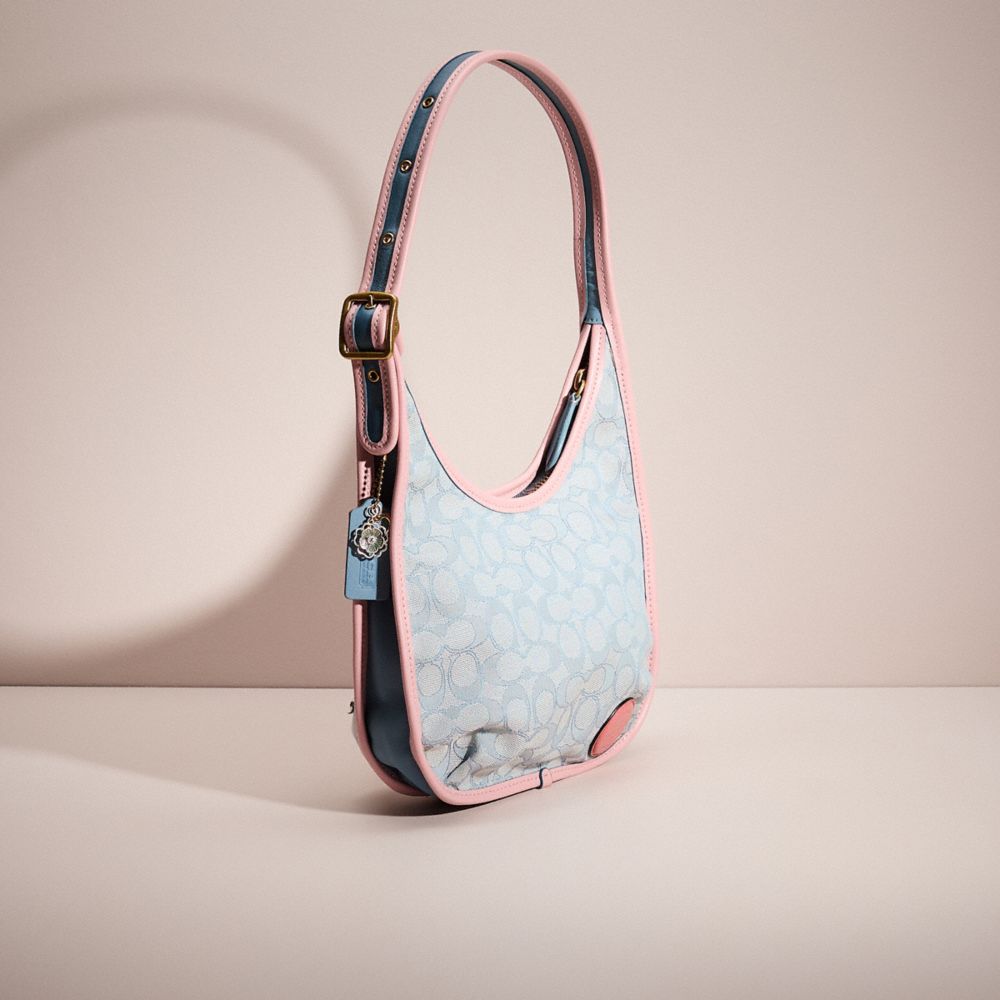 バッグ Coach Signature Ergo Bag Light Blue New Coach Ergo Medium Shoulder Bag In Signature Jacquard