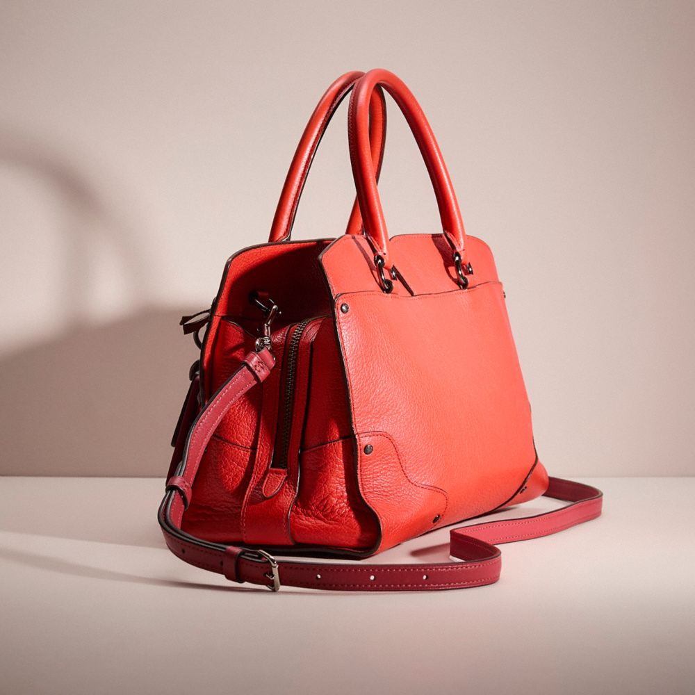 COACH®,Upcrafted Mercer Satchel 30,Leather,Satchel,Tassel,Stitching,Logo,Metal,Day Party,Red,Angle View