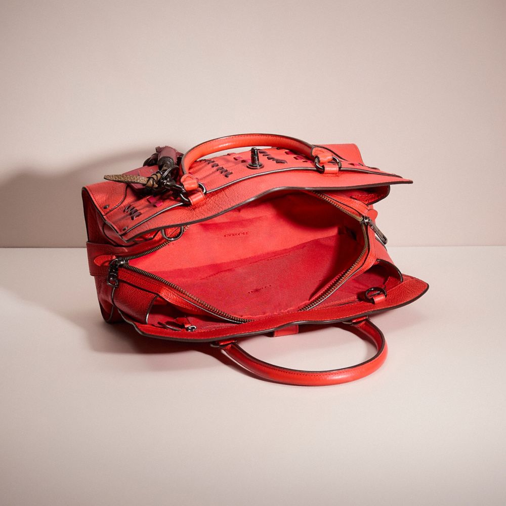 COACH®,Upcrafted Mercer Satchel 30,Leather,Satchel,Tassel,Stitching,Logo,Metal,Day Party,Red,Inside View,Top View