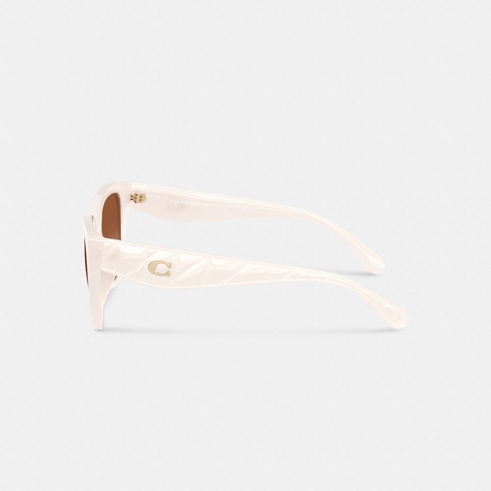 COACH®,Quilted Square Sunglasses,Wayfarer,Tortoise,Logo,Metal,Word Embellishment,Integrated Nose Pads,Casual,Brown,Alternate View