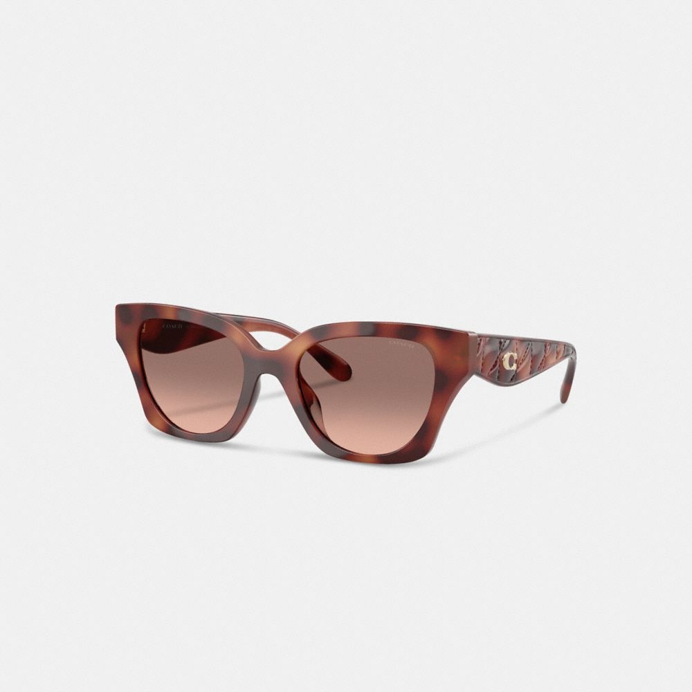 Coach Quilted Square Sunglasses In Tortoise Brown
