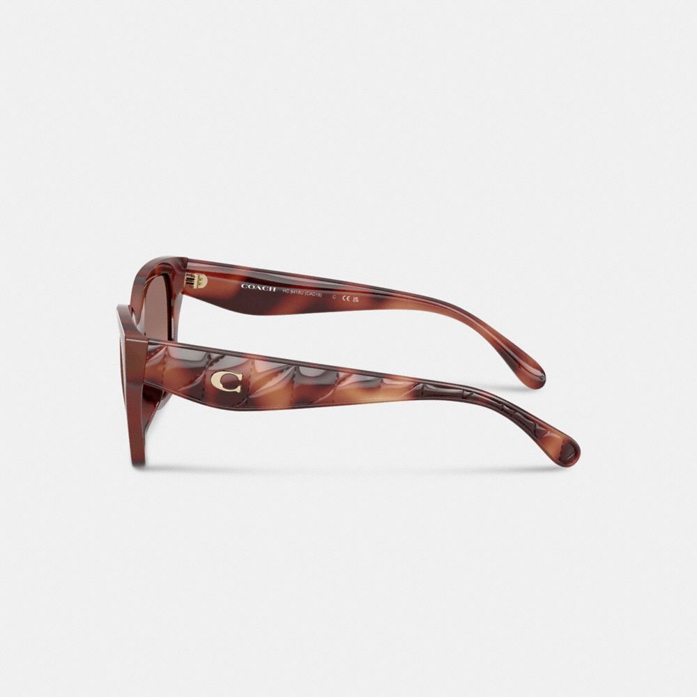 Coach Quilted Square Sunglasses In Tortoise Brown