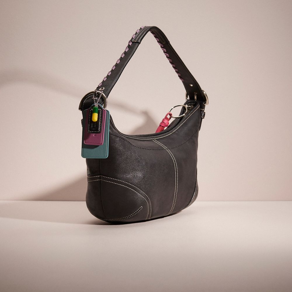 COACH®,Upcrafted Soho Hobo,Leather,Hobo,Whipstitch,Tassel,Day Party,Black,Angle View