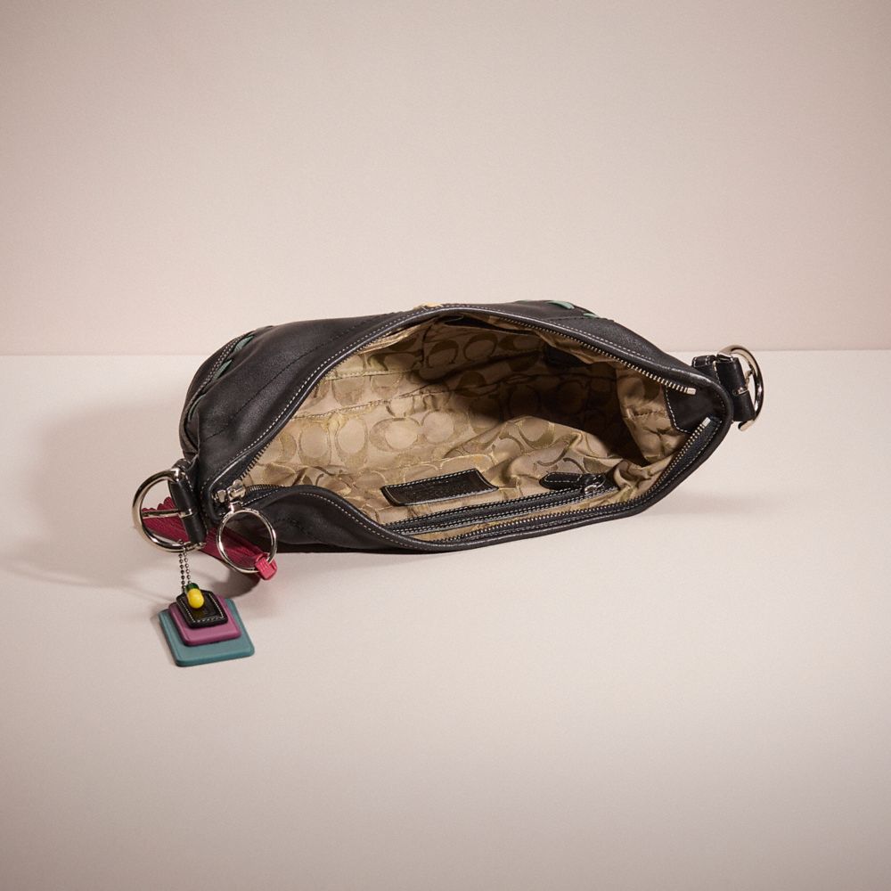 COACH®,Upcrafted Soho Hobo,Leather,Hobo,Whipstitch,Tassel,Day Party,Black,Inside View,Top View