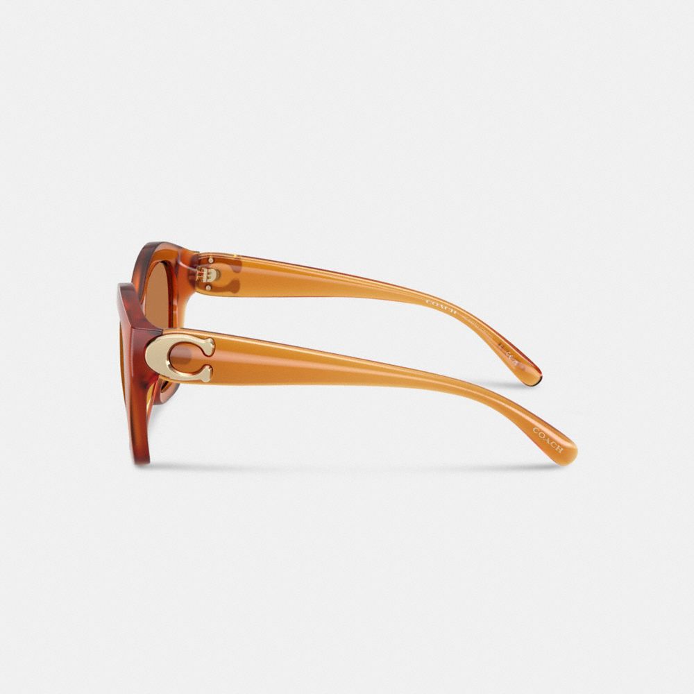 Coach Maxi Sculpted C Oversized Geometric Sunglasses In Amber