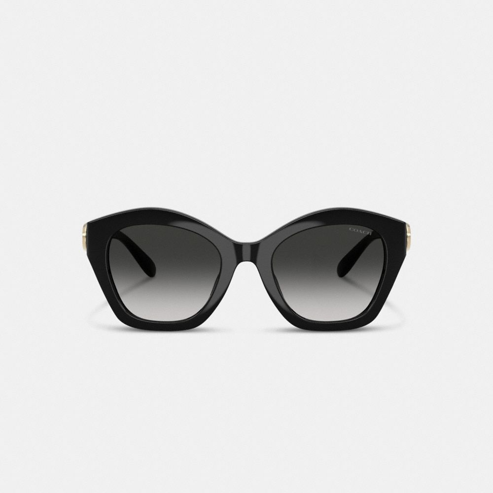 Coach Maxi Sculpted C Oversized Geometric Sunglasses In Black