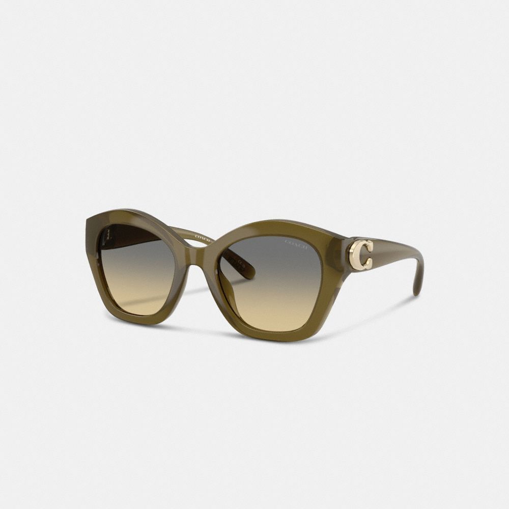 Coach Maxi Sculpted C Oversized Geometric Sunglasses In Green