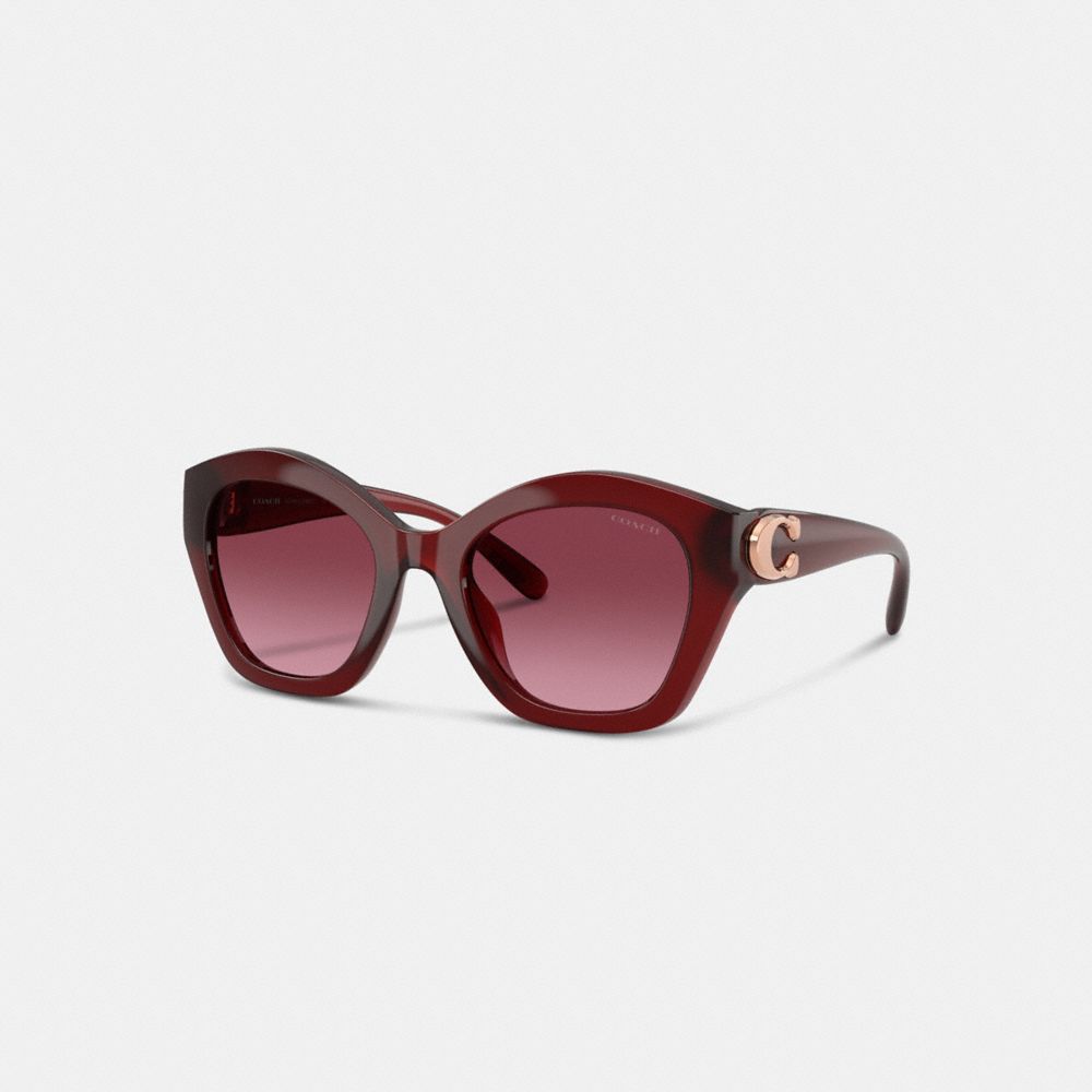 Coach Maxi Sculpted C Oversized Geometric Sunglasses In Burgundy