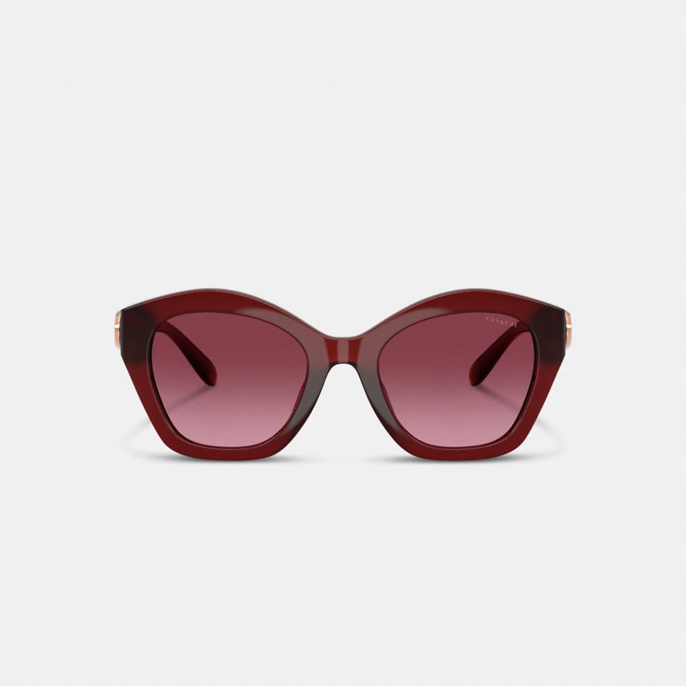 Coach Maxi Sculpted C Oversized Geometric Sunglasses In Burgundy