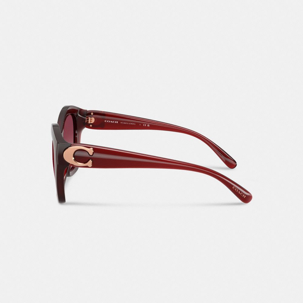 Coach Maxi Sculpted C Oversized Geometric Sunglasses In Burgundy