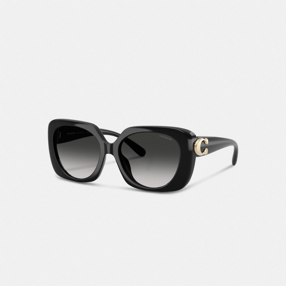 Coach Maxi Sculpted C Oversized Square Sunglasses In Black
