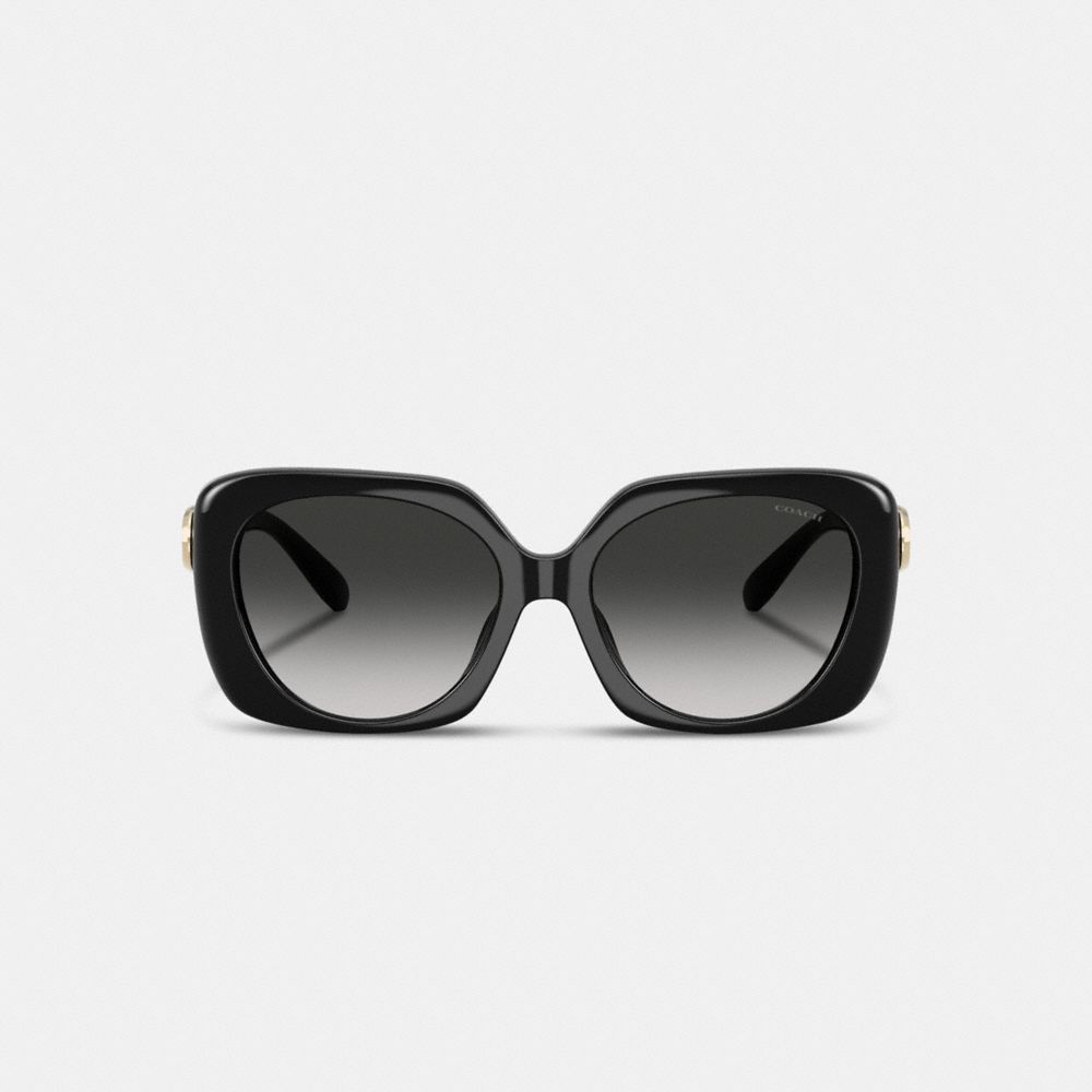 Coach Maxi Sculpted C Oversized Square Sunglasses In Black