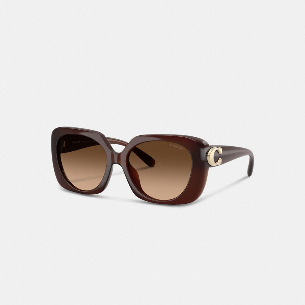 Coach Maxi Sculpted C Oversized Square Sunglasses In Brown