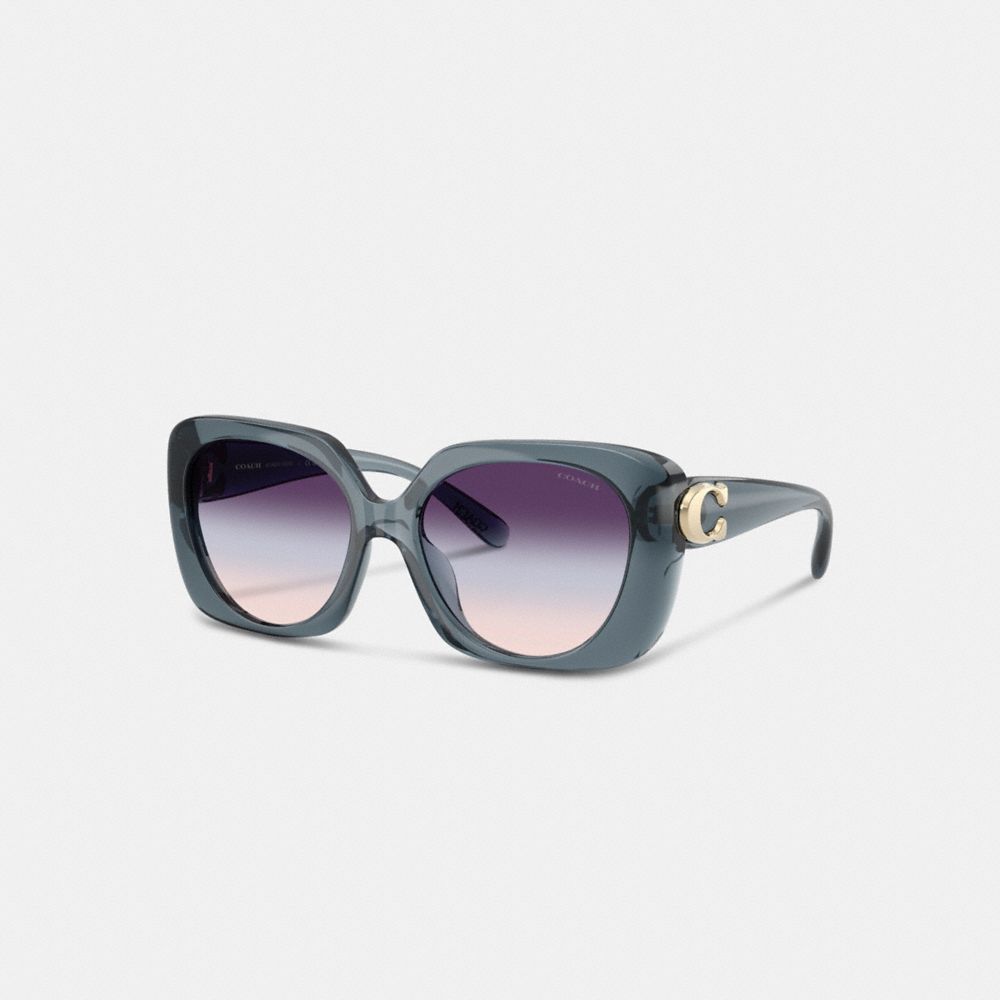 Coach Maxi Sculpted C Oversized Square Sunglasses In Blue