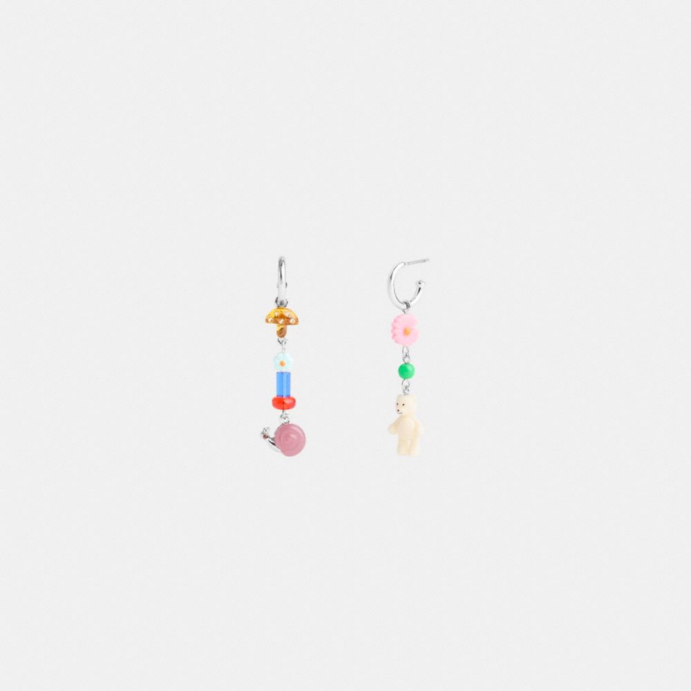 COACH®,Mushroom And Teddy Bear Linear Earrings,,Front View