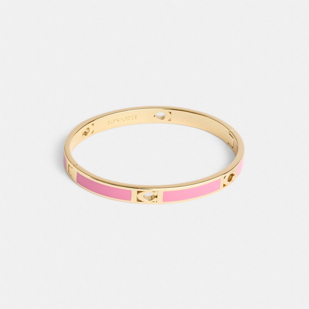 COACH®,BRACELET JONC EN ÉMAIL SIGNATURE,Rose,Front View