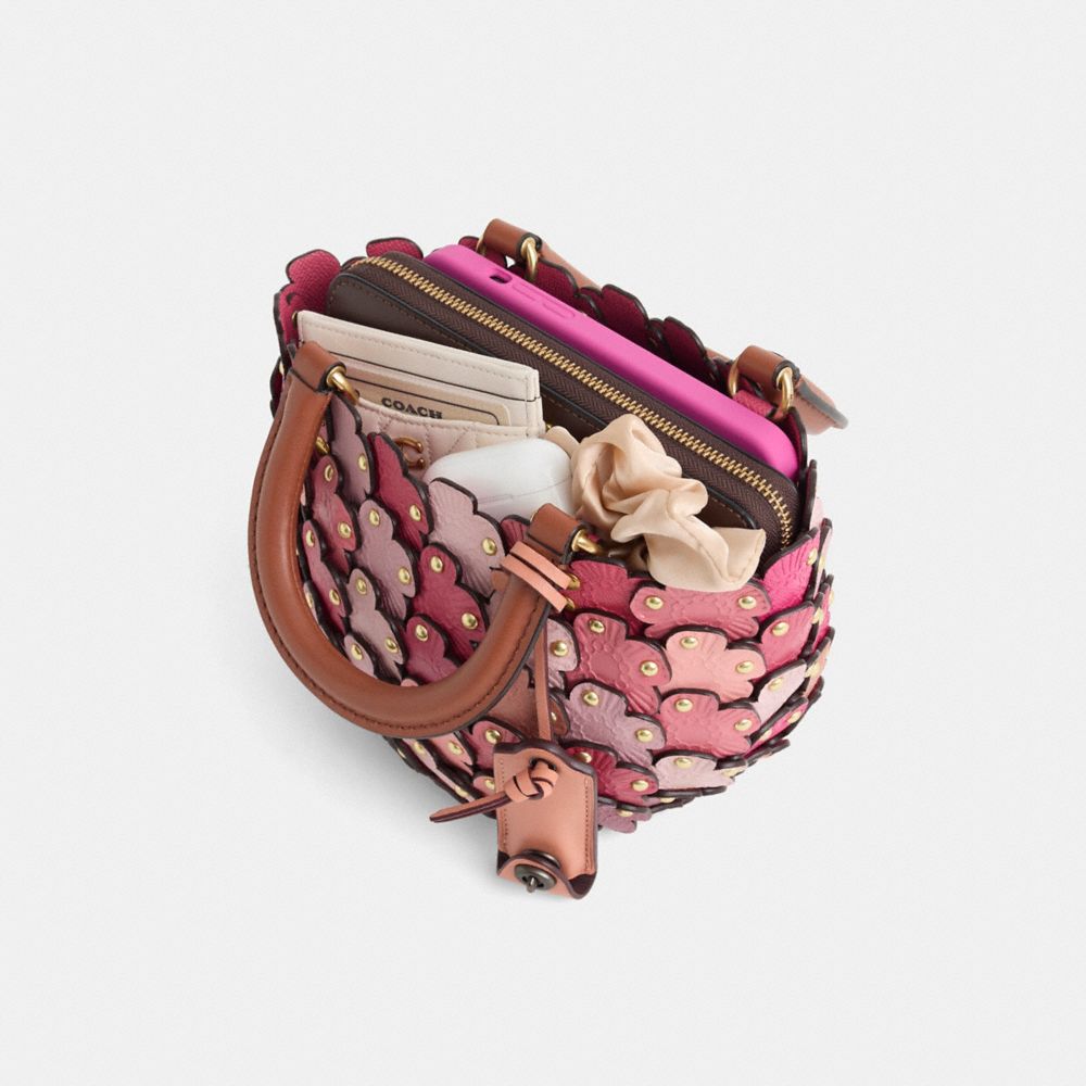 COACH®,Remade Linked Tea Rose Basket Tote,,Inside View,Top View