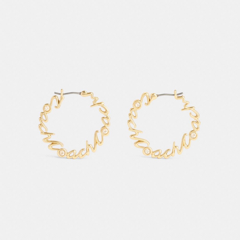 COACH®,Coach Script Medium Hoop Earrings,,Inside View,Top View