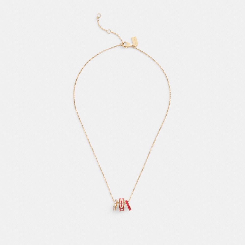 COACH®,Signature Enamel Rondell Necklace,Multi Color,Inside View,Top View