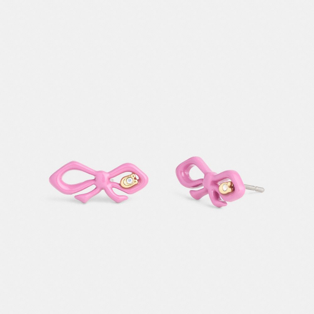 COACH®,Resin Mini Bow Stud Earrings,,Front View