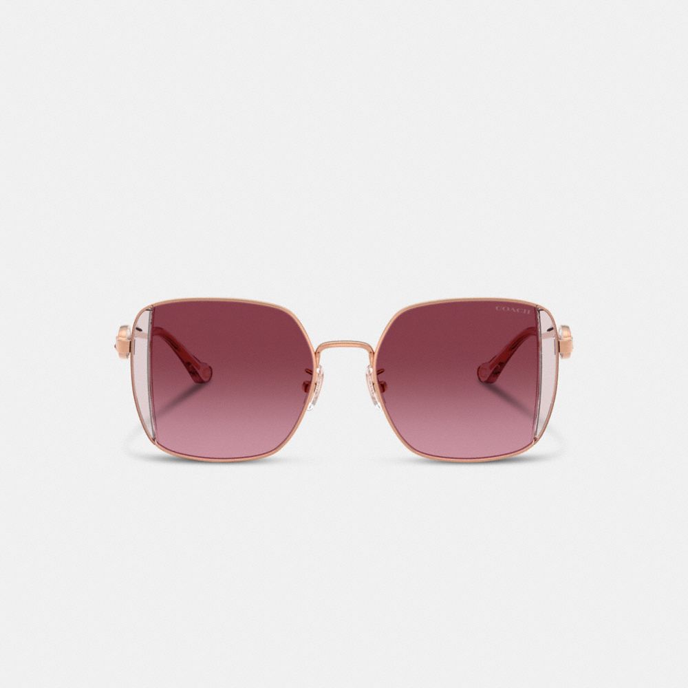 Coach Horse And Carriage Metal Oversized Square Sunglasses In Dusty Rose