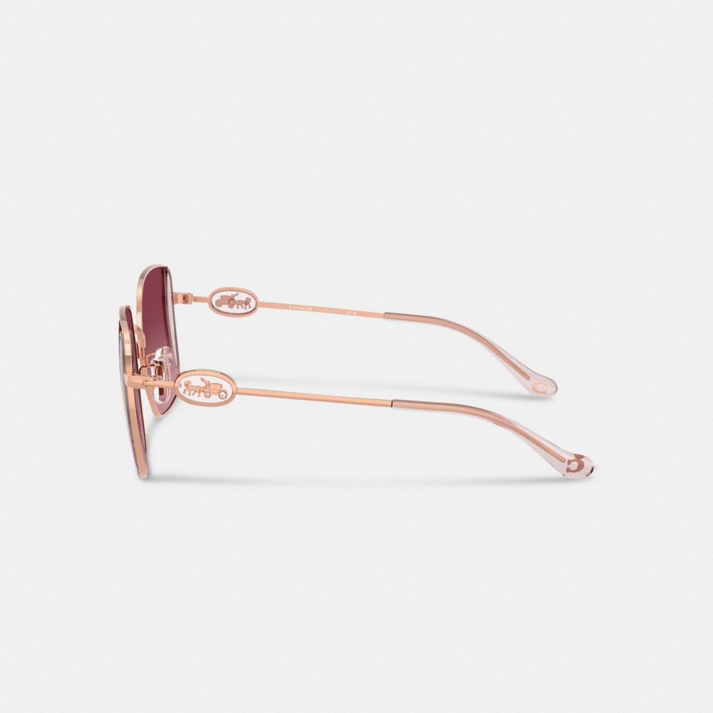 Coach Horse And Carriage Metal Oversized Square Sunglasses In Dusty Rose
