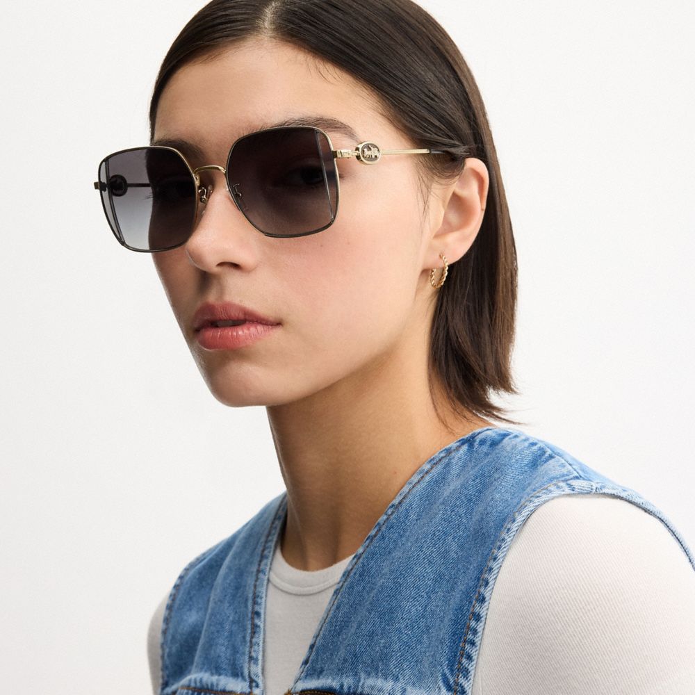 Coach Horse And Carriage Metal Oversized Square Sunglasses — фото 2