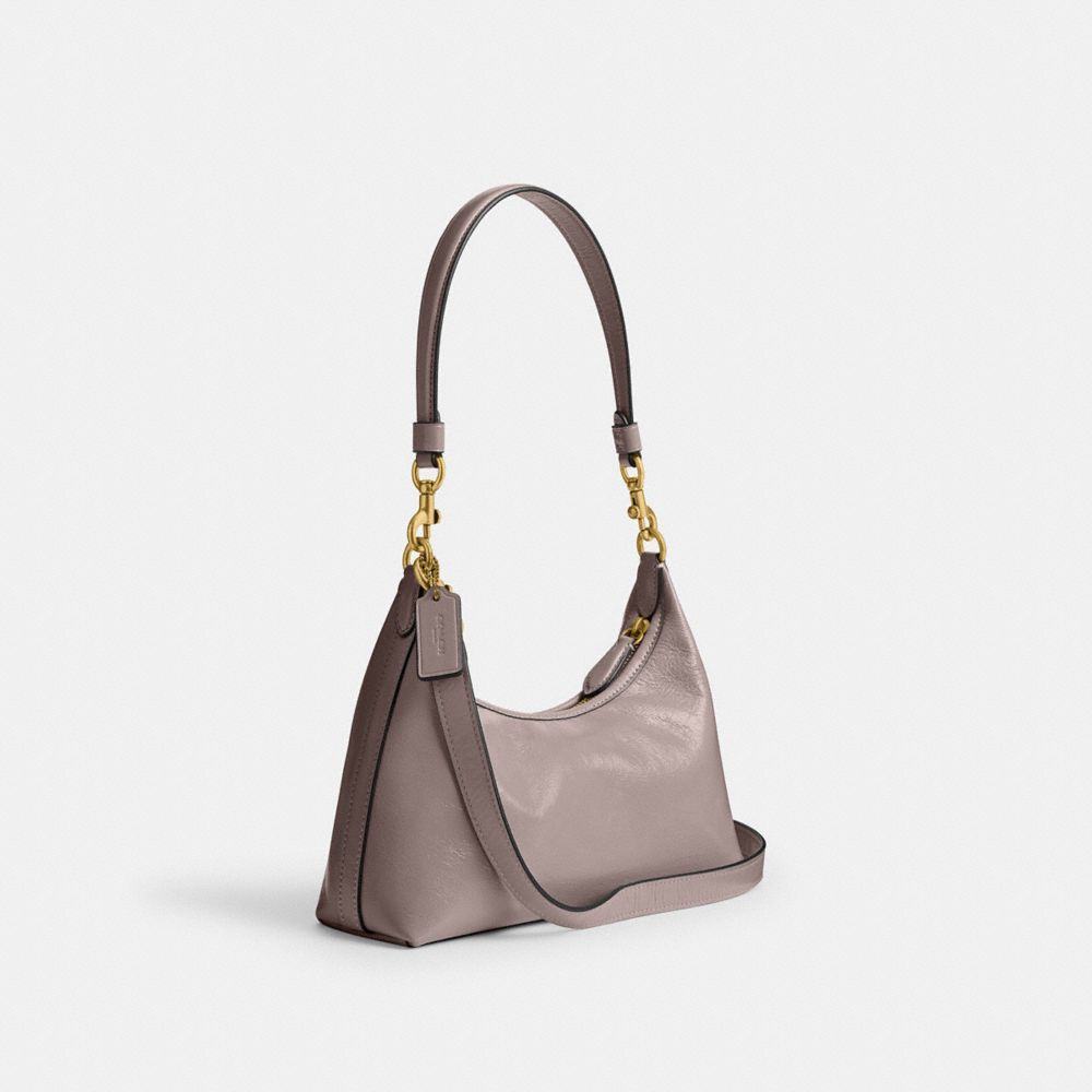 COACH®,Juliet Shoulder Bag 25,Calfskin Leather,Shoulder Bag,Studded,Logo,Chain Detail,Compact,Silver Metal,Day Party,Blush,Angle View