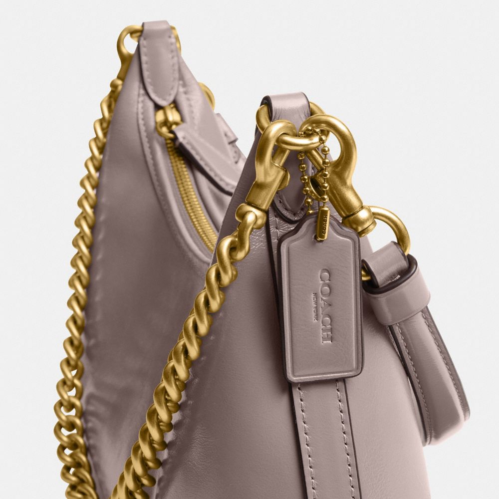 COACH®,Juliet Shoulder Bag 25,Calfskin Leather,Shoulder Bag,Studded,Logo,Chain Detail,Compact,Silver Metal,Day Party,Blush,Closer View