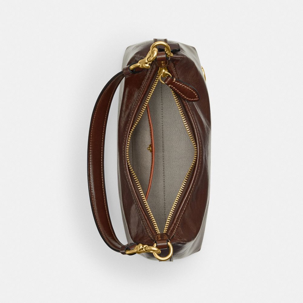 COACH®,Juliet Shoulder Bag 25,Calfskin Leather,Shoulder Bag,Logo,Studded,Chain Detail,Compact,Silver Metal,Day Party,Brown,Inside View,Top View