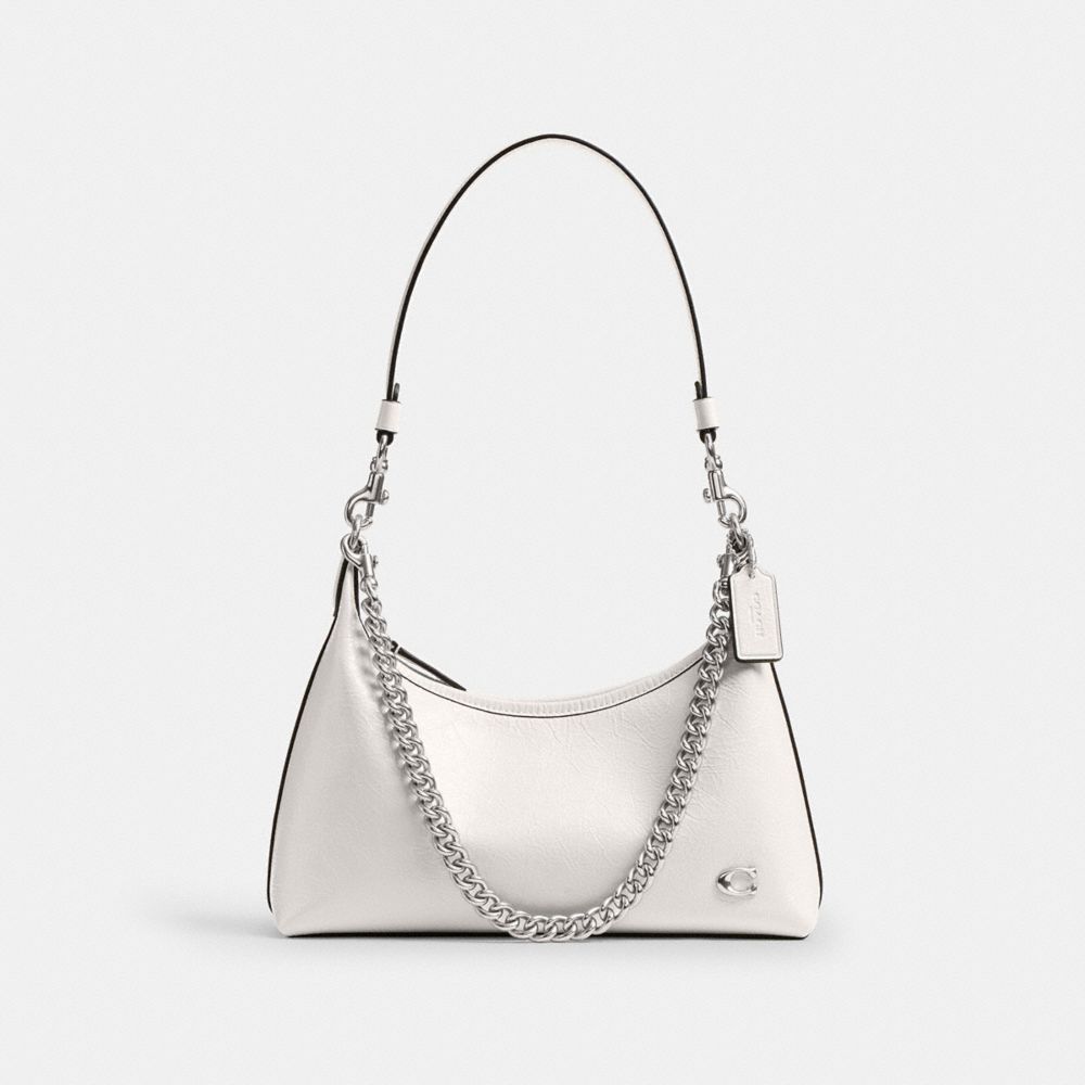 COACH®,Juliet Shoulder Bag 25,Calfskin Leather,Shoulder Bag,Logo,Studded,Chain Detail,Compact,Silver Metal,Day Party,,Front View