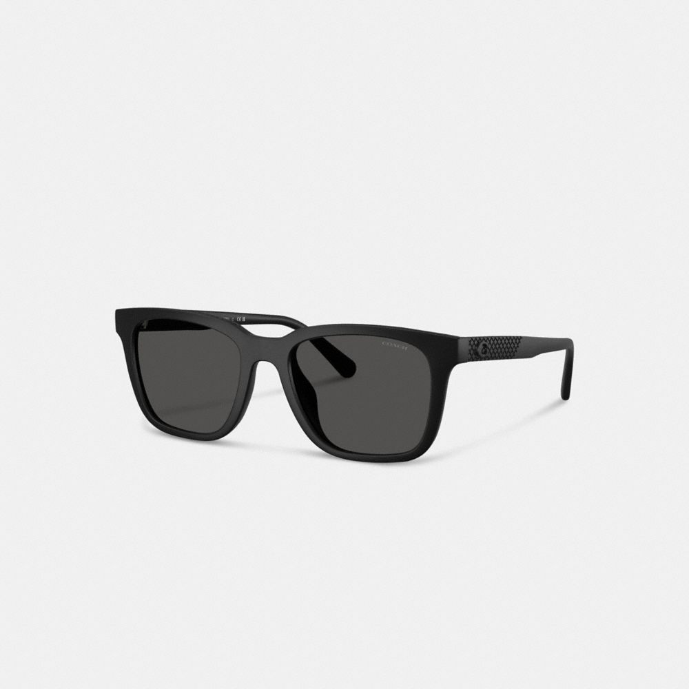 Coach C Hardware Textured Temple Square Sunglasses In Black