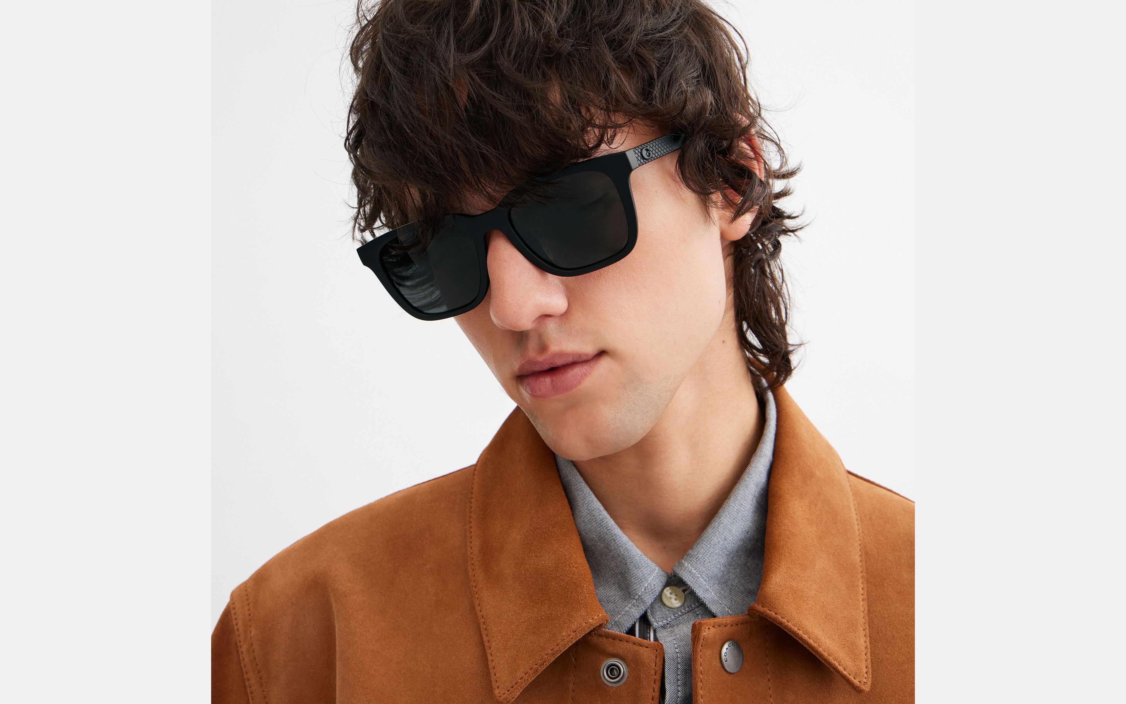 C Hardware Textured Temple Square Sunglasses