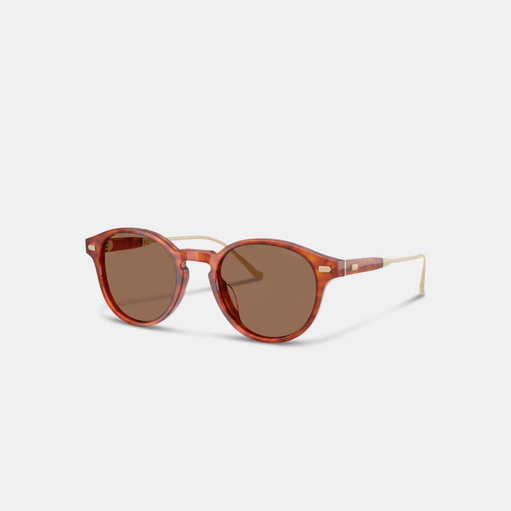 Coach Signature Round Sunglasses In Caramel Tortoise