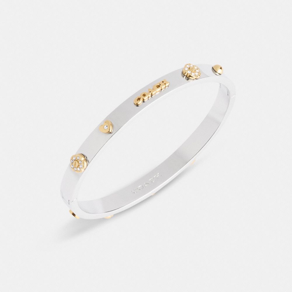 Shop Coach Pegged Armreif Mit Scharnierverschluss In Gold/silver