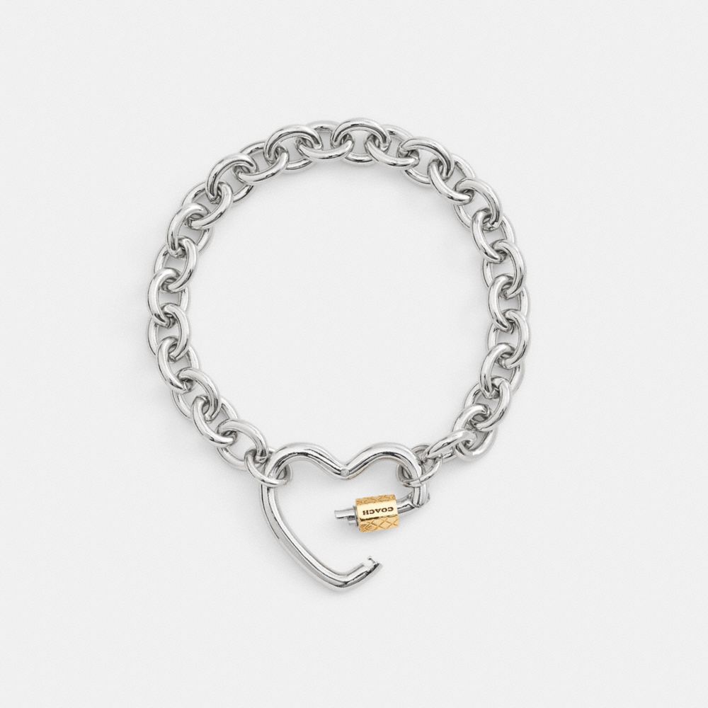 COACH®,Carabiner Heart Bracelet,Cubic Zirconia,Logo,Casual,Black,Alternate View