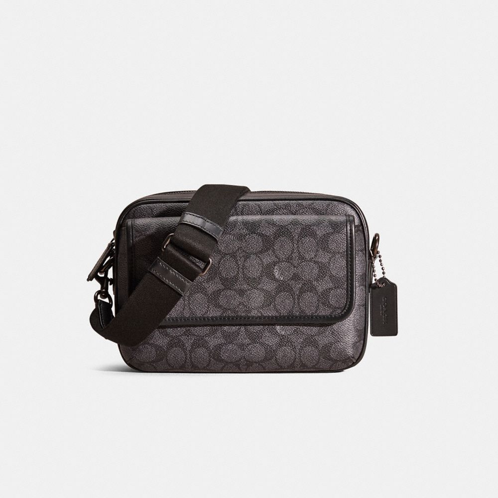 Coach Restored Charter Flap Crossbody 24 In Signature Canvas In Charcoal