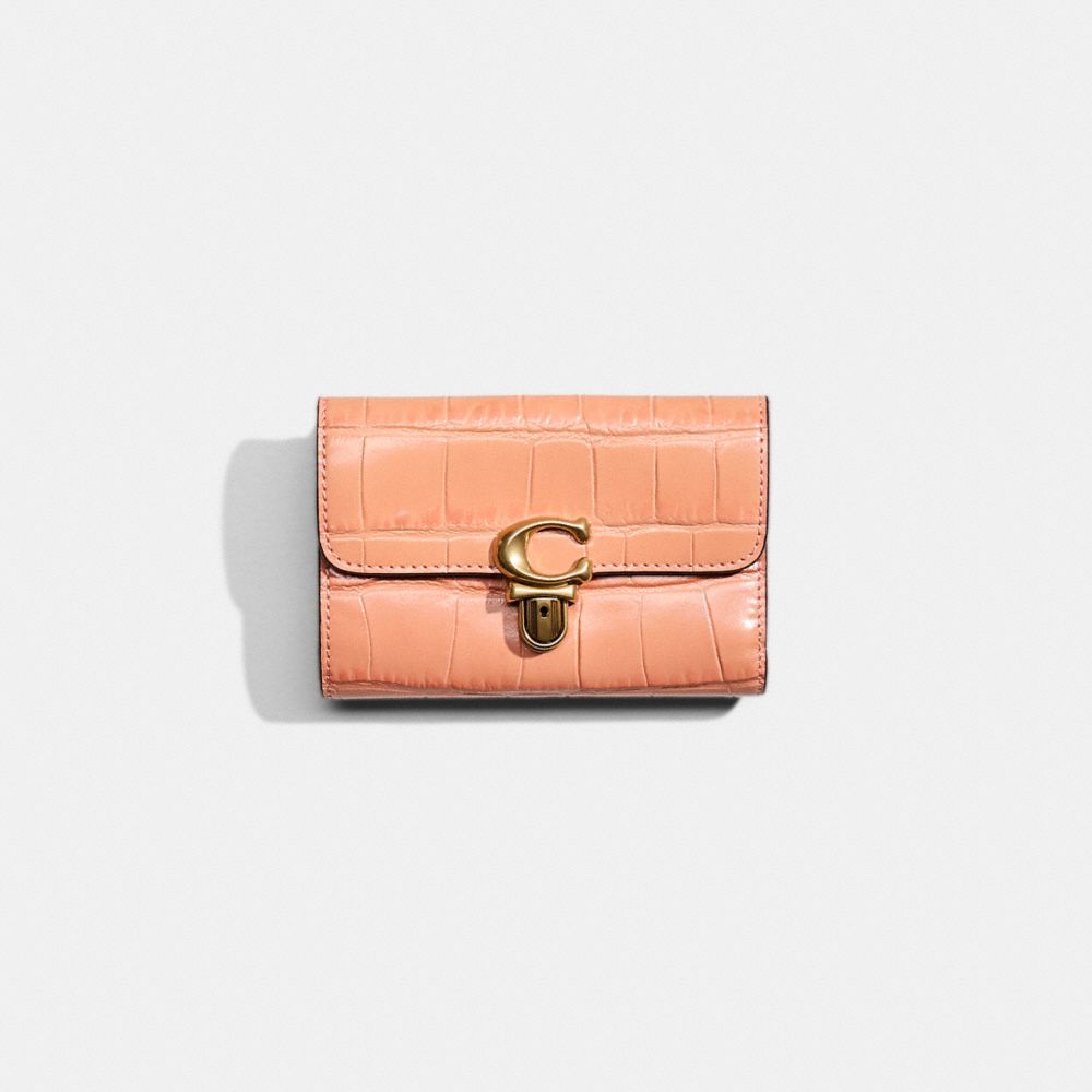 COACH®,Restored Studio Medium Wallet,Clutch,Logo,Casual,Coral,Front View