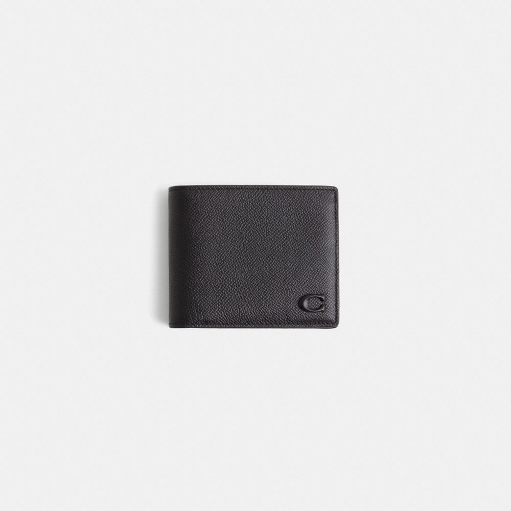 COACH®,Restored 3-In-1 Wallet With Signature Canvas Interior,Bi Fold,Logo,Metal,Casual,,Front View