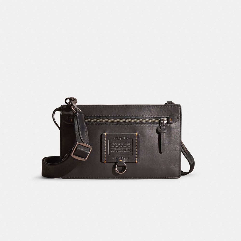 COACH®,Restored Rivington Convertible Pouch,Black,Front View