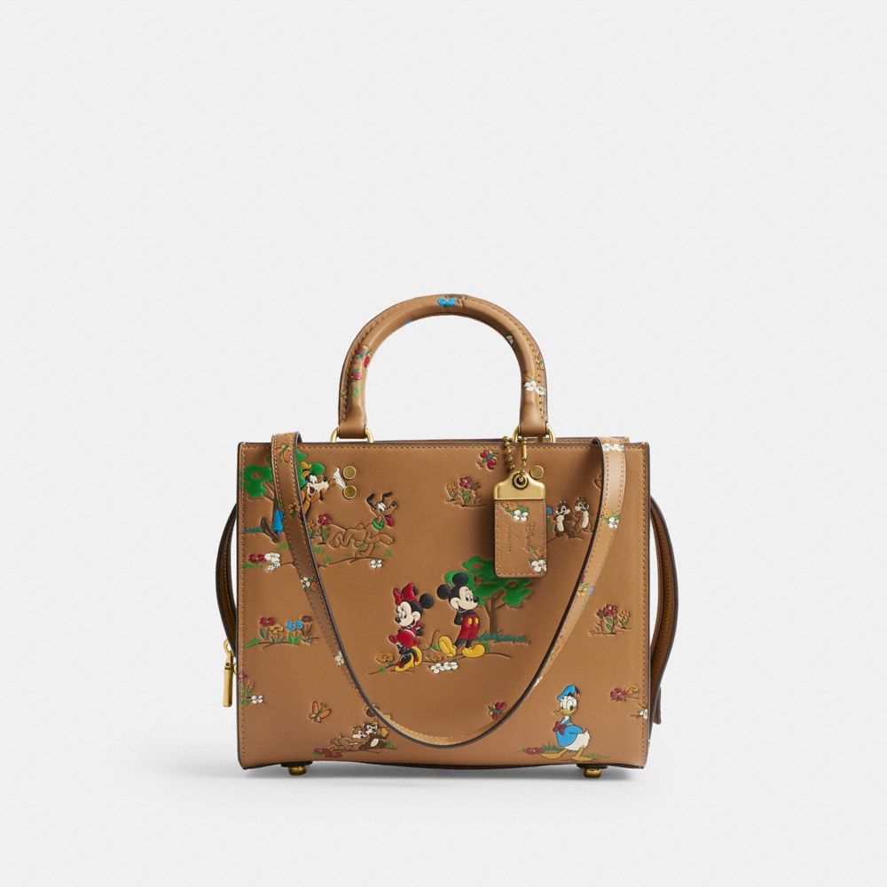 Disney x Coach Mickey and Minnie Floral Printed Leather Rogue Bag