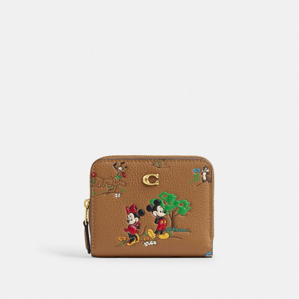 COACH®,【DISNEY X COACH】ビルフォールド ウォレット / ミッキー＆フレンズ,ミニ財布(二つ/三つ折り),ﾌﾞﾗｽ/ﾊﾆｰ ﾌﾞﾗｳﾝ ﾏﾙﾁ